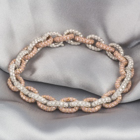 White and Rose Gold Diamond Link Bracelet 13.00ct White and Rose Gold Diamond Link Bracelet 13.00ct